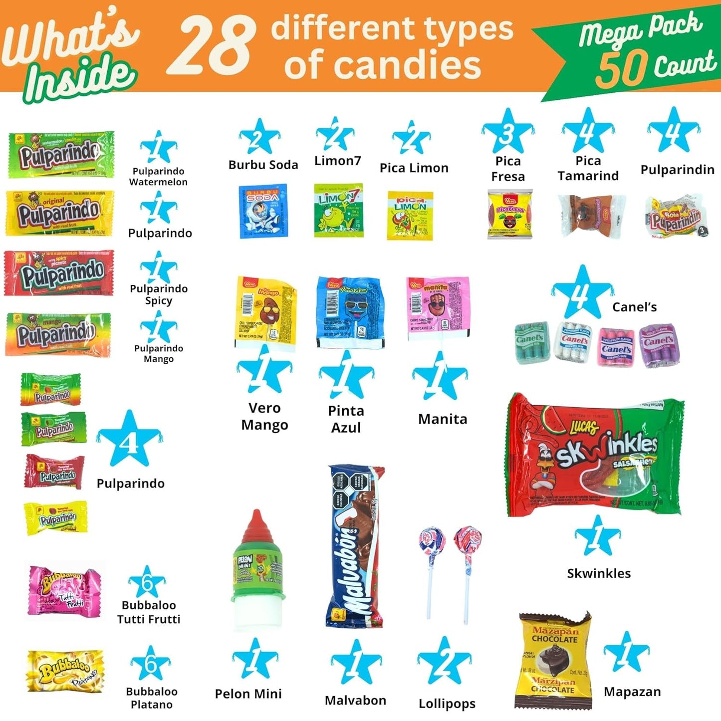 Mexican Candy Variety Pack 50 pieces