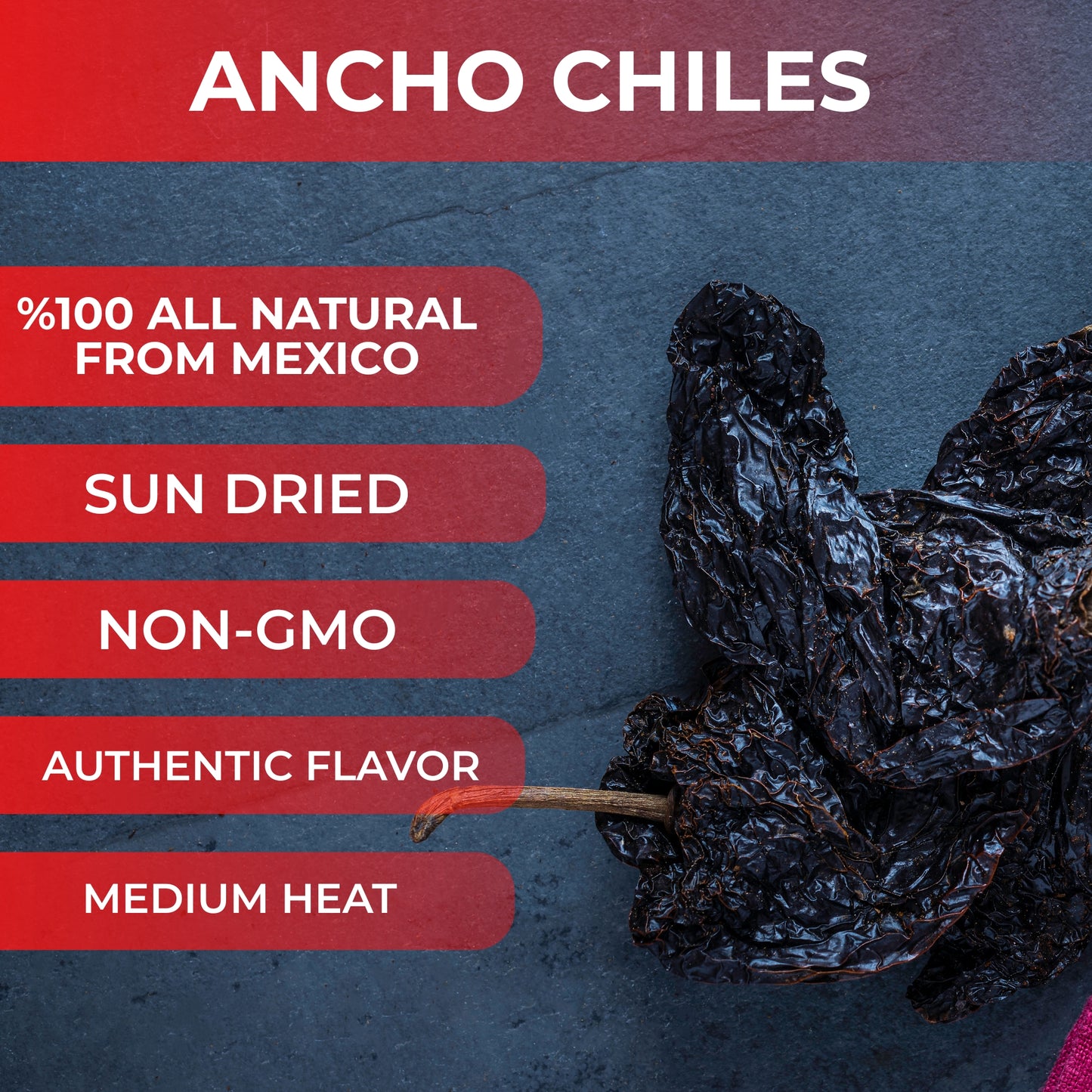Dried Ancho Chiles | Mild, Sweet & Smoky Peppers for Moles, Enchiladas & Mexican Recipes