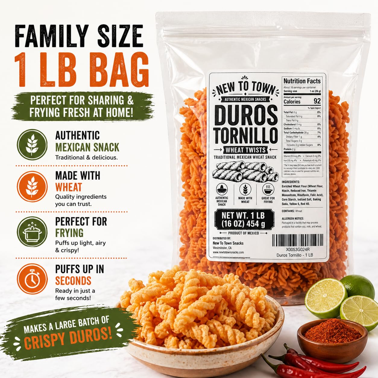 Duros Twists | Authentic Mexican Wheat Snacks for Frying & Crunchy Street-Style Treats