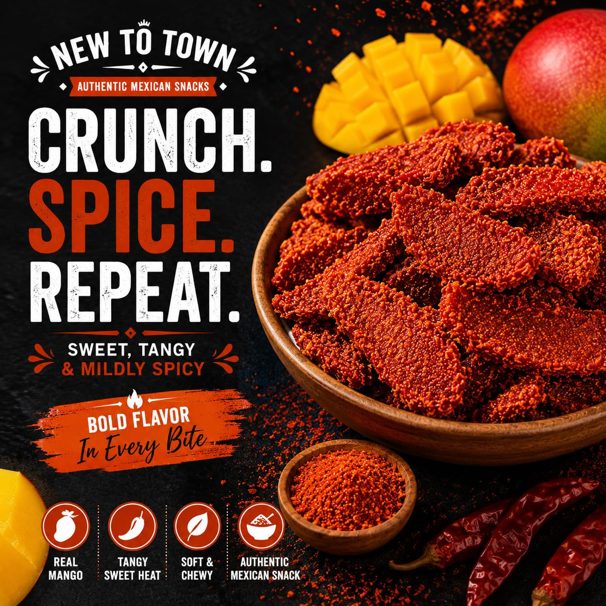 Mango Chamoy Slices – Spicy & Tangy Dried Fruit Snack – Authentic Mexican Treat – Natural Dried Mango with Chamoy Flavor