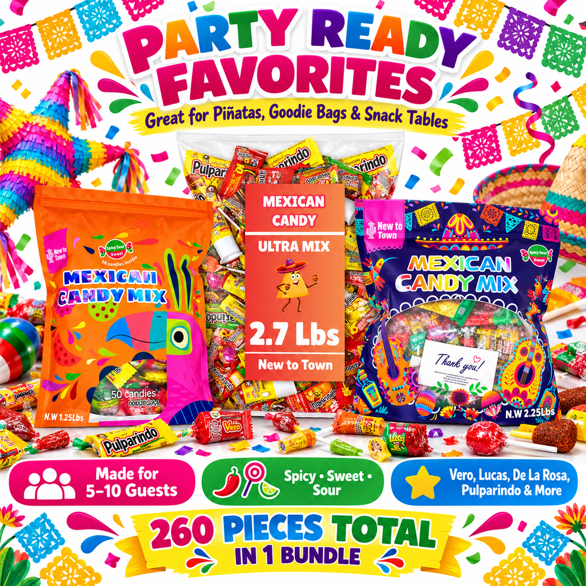 Small Party Bundle (5–10 People) – Mexican Candy Variety Pack Set