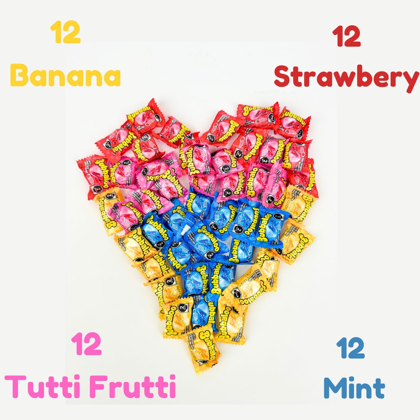 Bubbaloo Bubblegum 48-Piece Variety Pack – Strawberry, Banana, Mentol & Tutti Frutti Burst