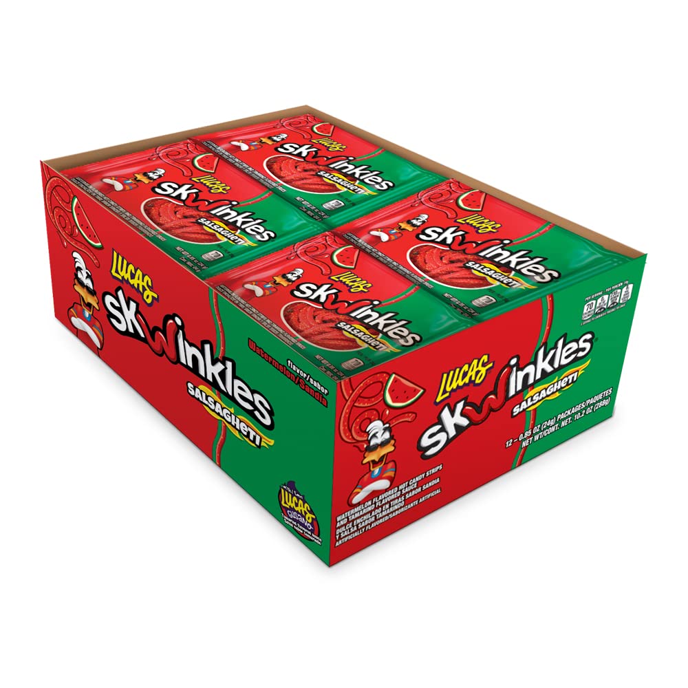 Lucas Salsagheti watermelon flavored hot candy strips with tangy tamarind sauce – Mexican spicy candy treat