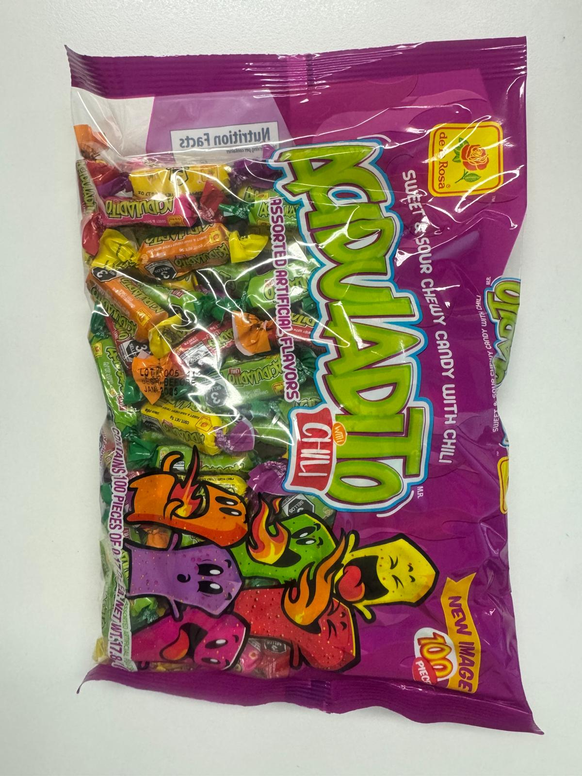 De La Rosa Aciduladito con Chile, Sweet & Sour Chewy Candy with Chili 100 pieces