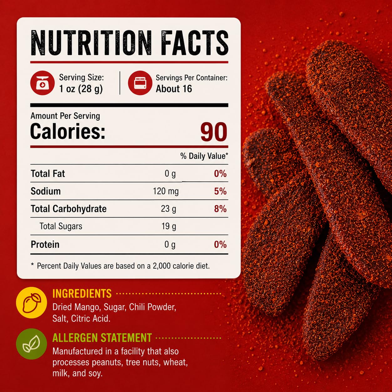 Dried Mango Chili Slices – Sweet, Tangy & Spicy – Authentic Mexican Style Dry Fruit – Fresh & Natural Snack