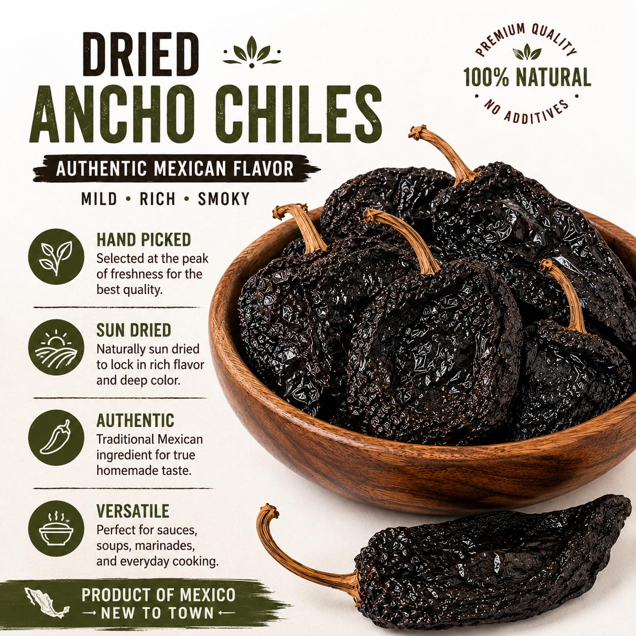 Dried Ancho Chiles  | Mild, Sweet & Smoky Peppers for Moles, Enchiladas & Mexican Recipes