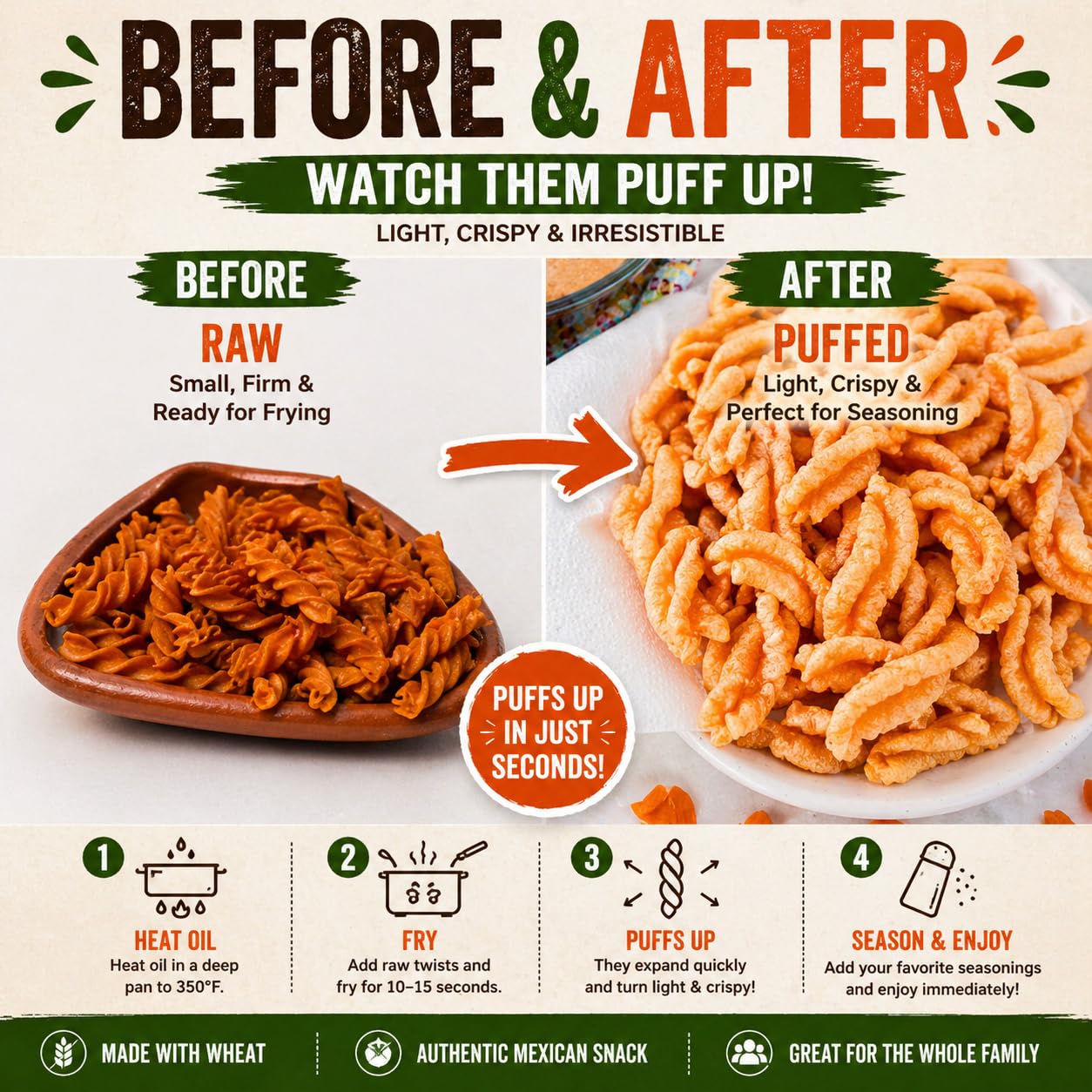 Duros Twists | Authentic Mexican Wheat Snacks for Frying & Crunchy Street-Style Treats