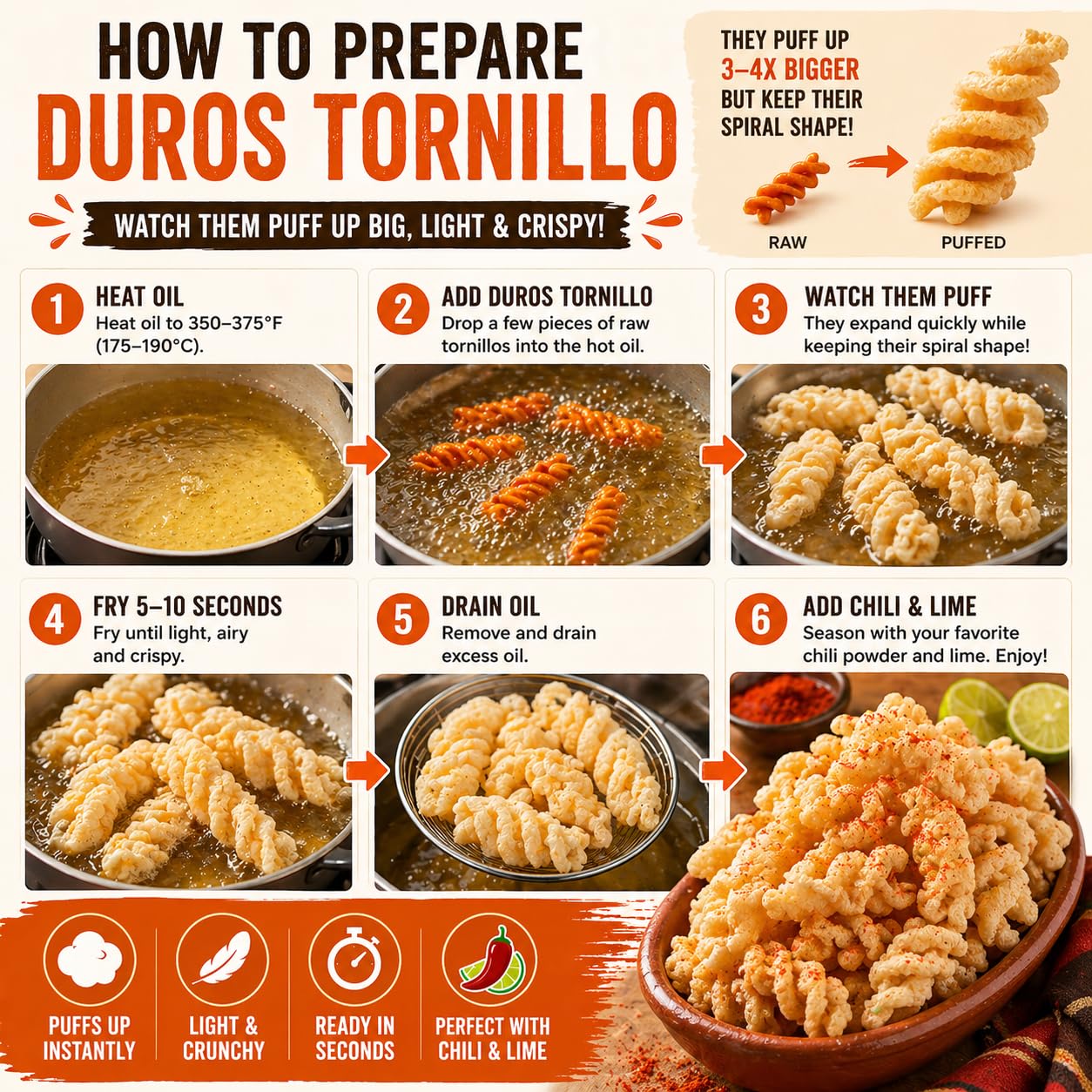 Duros Twists | Authentic Mexican Wheat Snacks for Frying & Crunchy Street-Style Treats