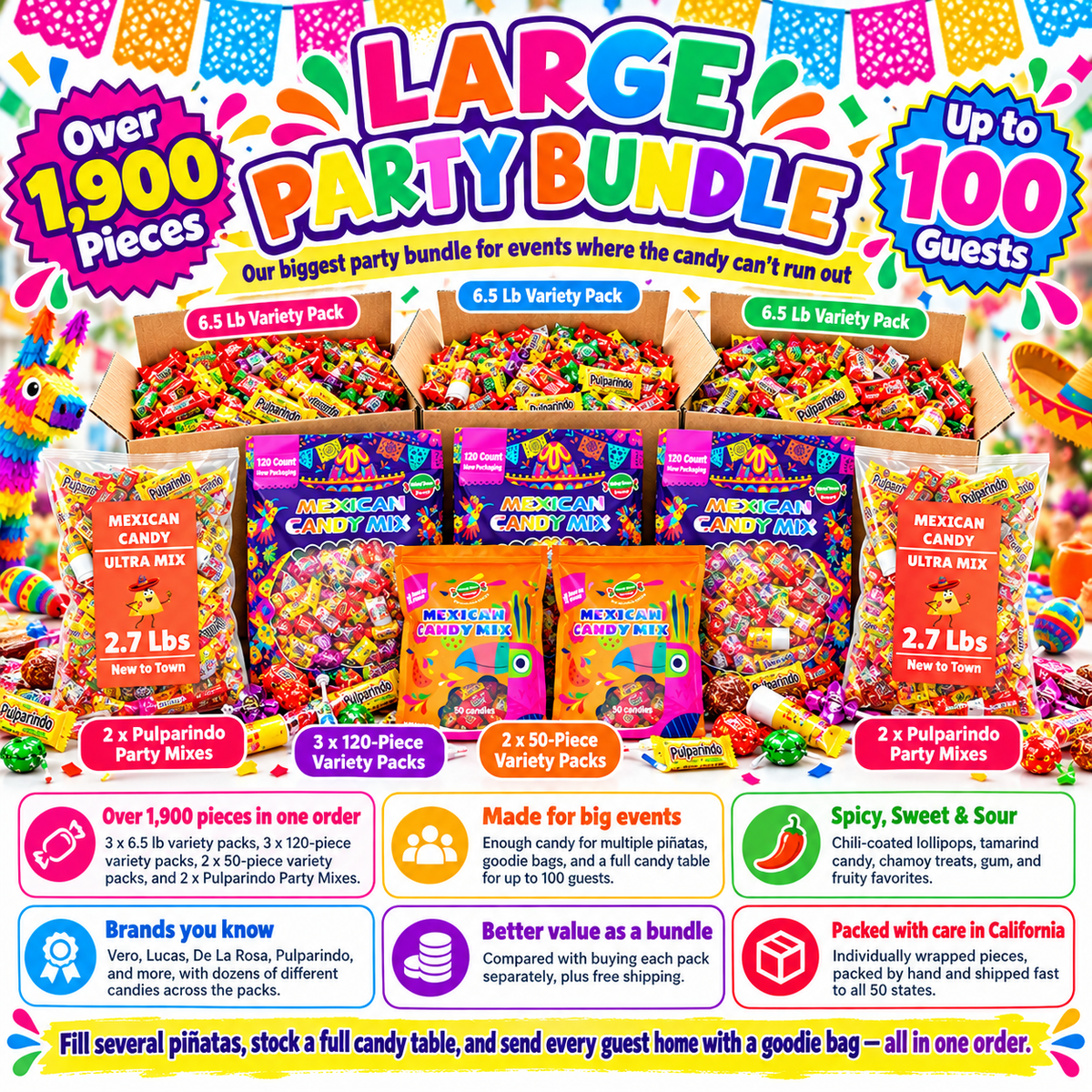 Large Party Bundle (Up to 100 People) – Bulk Mexican Candy Set