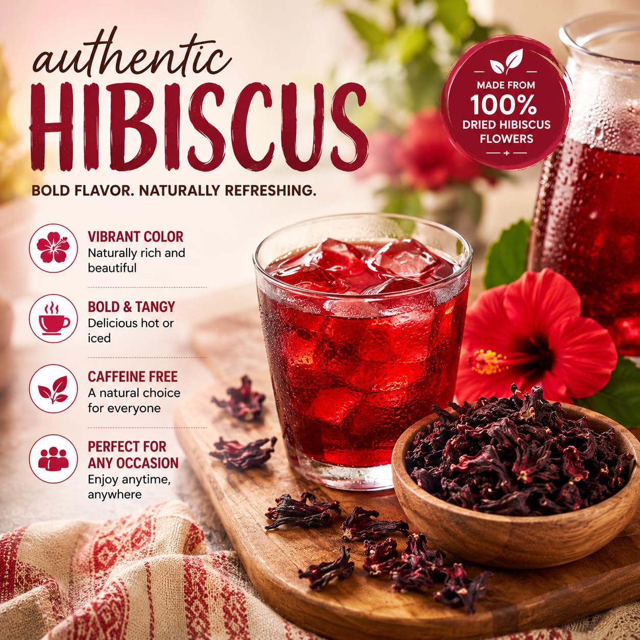 Dried Hibiscus Flowers (Flor de Jamaica)  | Tart & Refreshing for Tea, Aguas Frescas & Recipes
