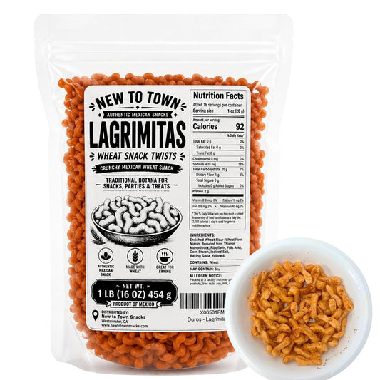 Duros Wheat Snack 1 lb, Mexican Wheat Pasta for Frying, Lagrimitas Chicharrones de Harina, Mexican Snacks, Duros de Harina, New to Town