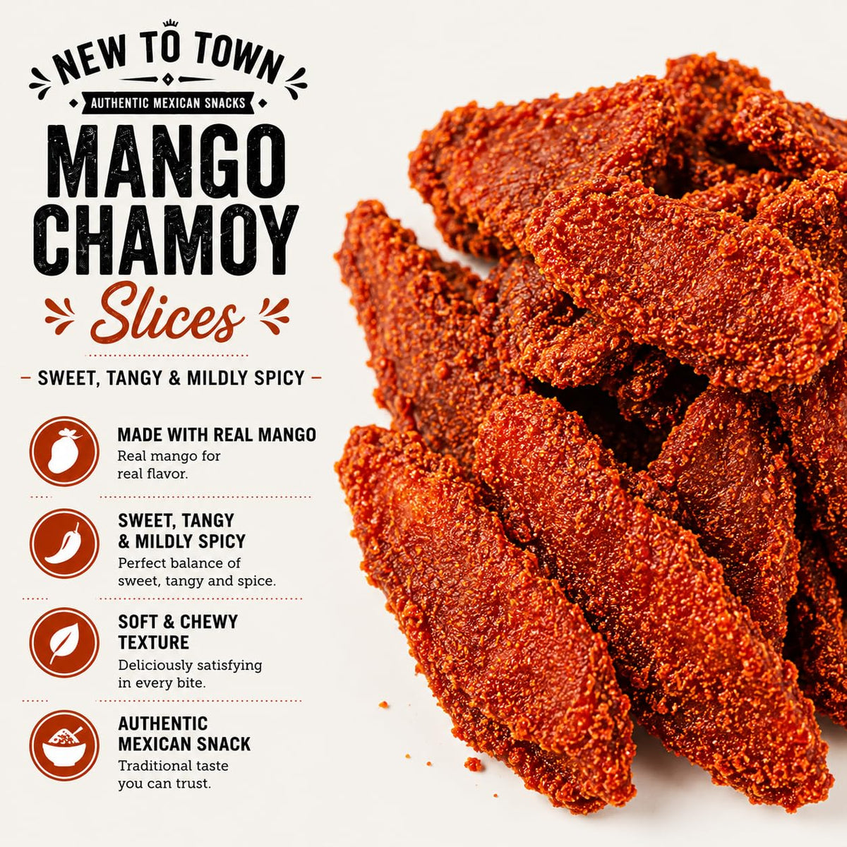 Mango Chamoy Slices – Spicy & Tangy Dried Fruit Snack – Authentic Mexican Treat – Natural Dried Mango with Chamoy Flavor