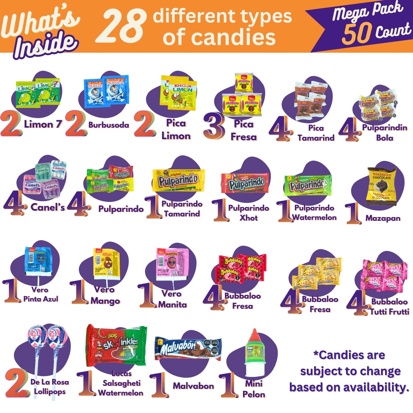 Mexican Candy Variety Pack 50 pieces