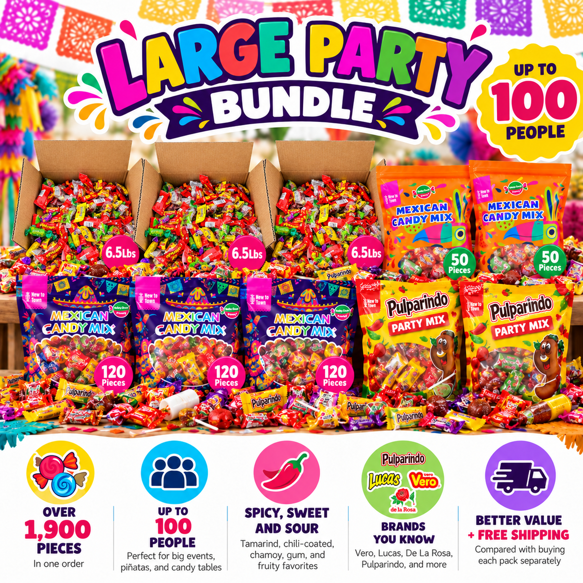 Large Party Bundle (Up to 100 People) – Bulk Mexican Candy Set