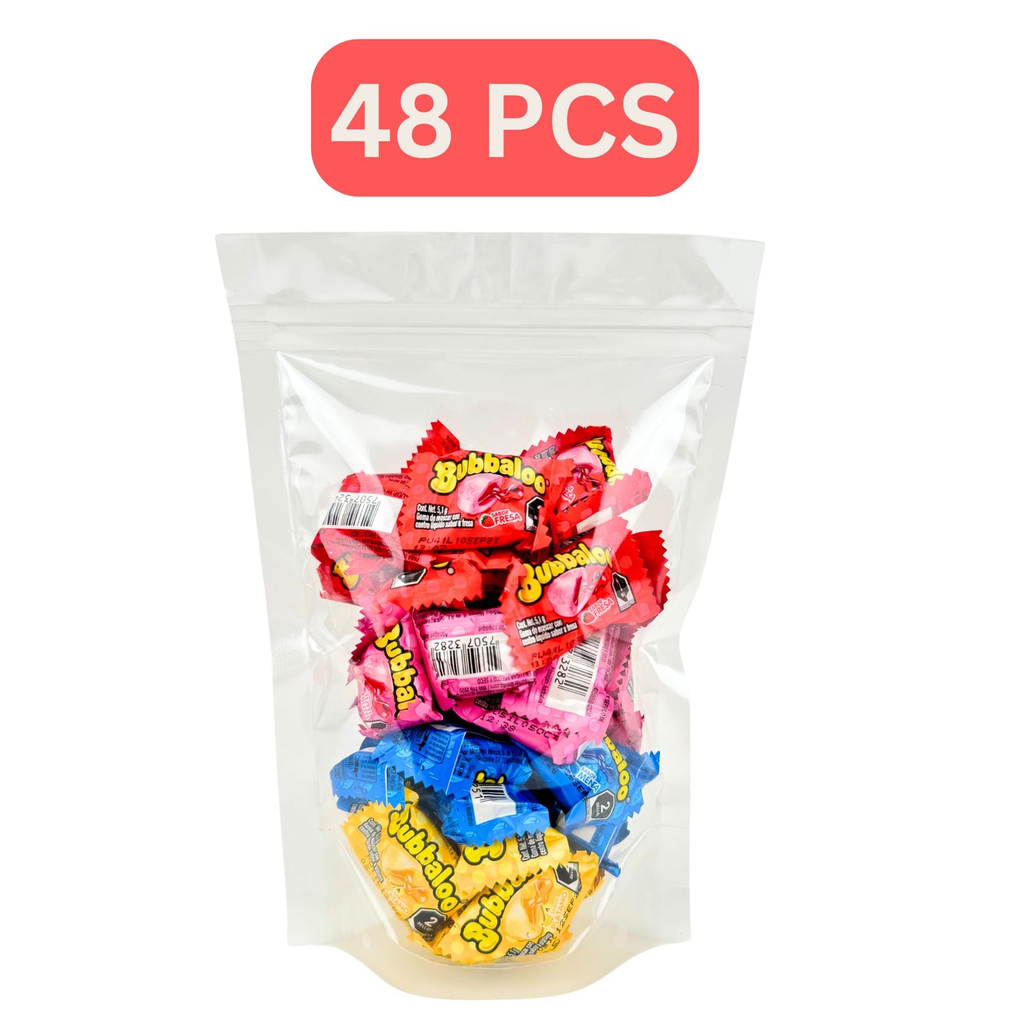 Bubbaloo Bubblegum 48-Piece Variety Pack – Strawberry, Banana, Mentol & Tutti Frutti Burst