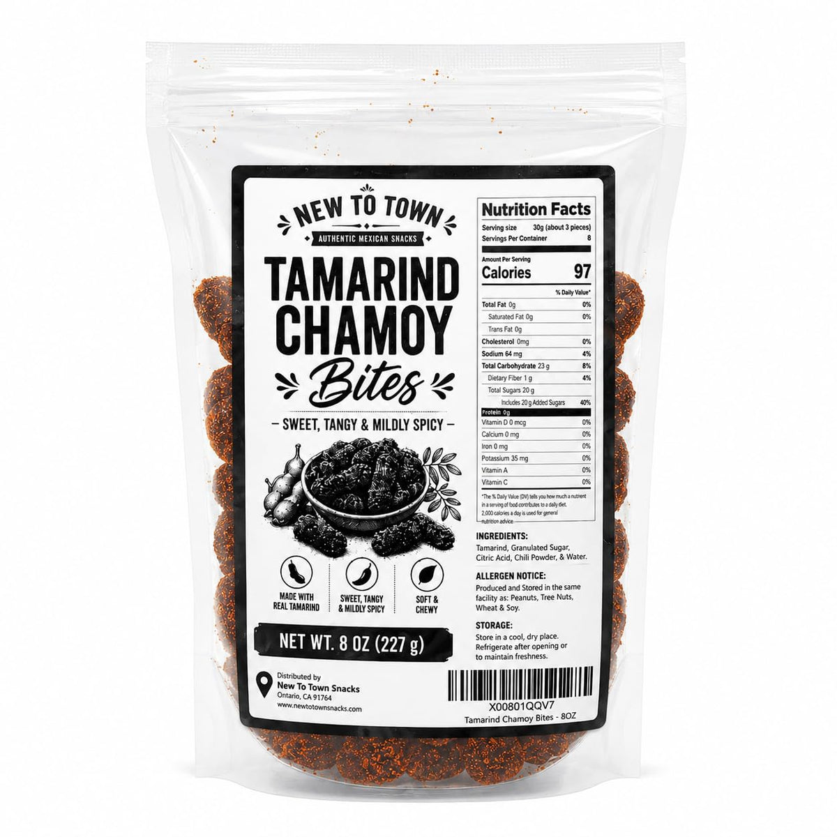 Tamarind Chamoy Candy– Sweet, Tangy & Mildly Spicy Soft Tamarind Candy – Mexican Tamarindo Candy for Snacks, Treats & Desserts (16 Ounce)