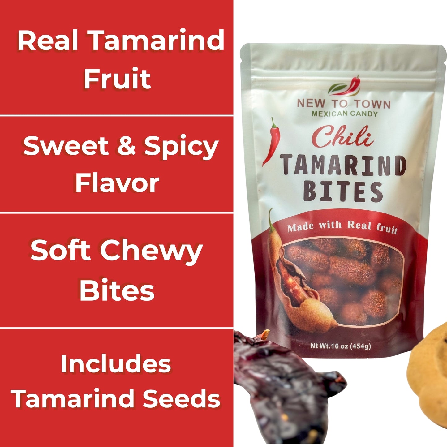Spicy Tamarind Bites | Sweet, Sour & Spicy Mexican Candy Snack (Includes Seeds)